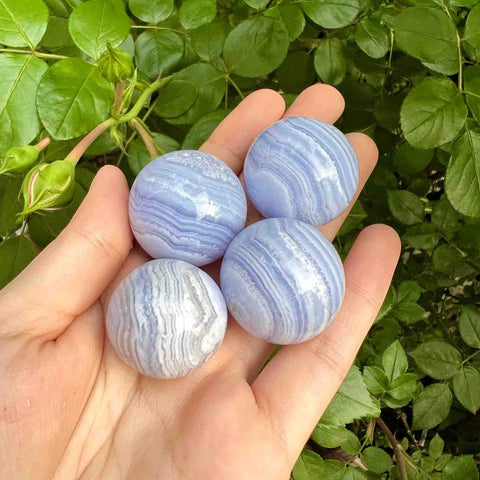 Blue lace agate spheres