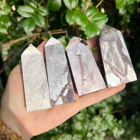 Large gem lepidolite tower