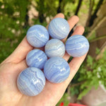 Blue lace agate spheres
