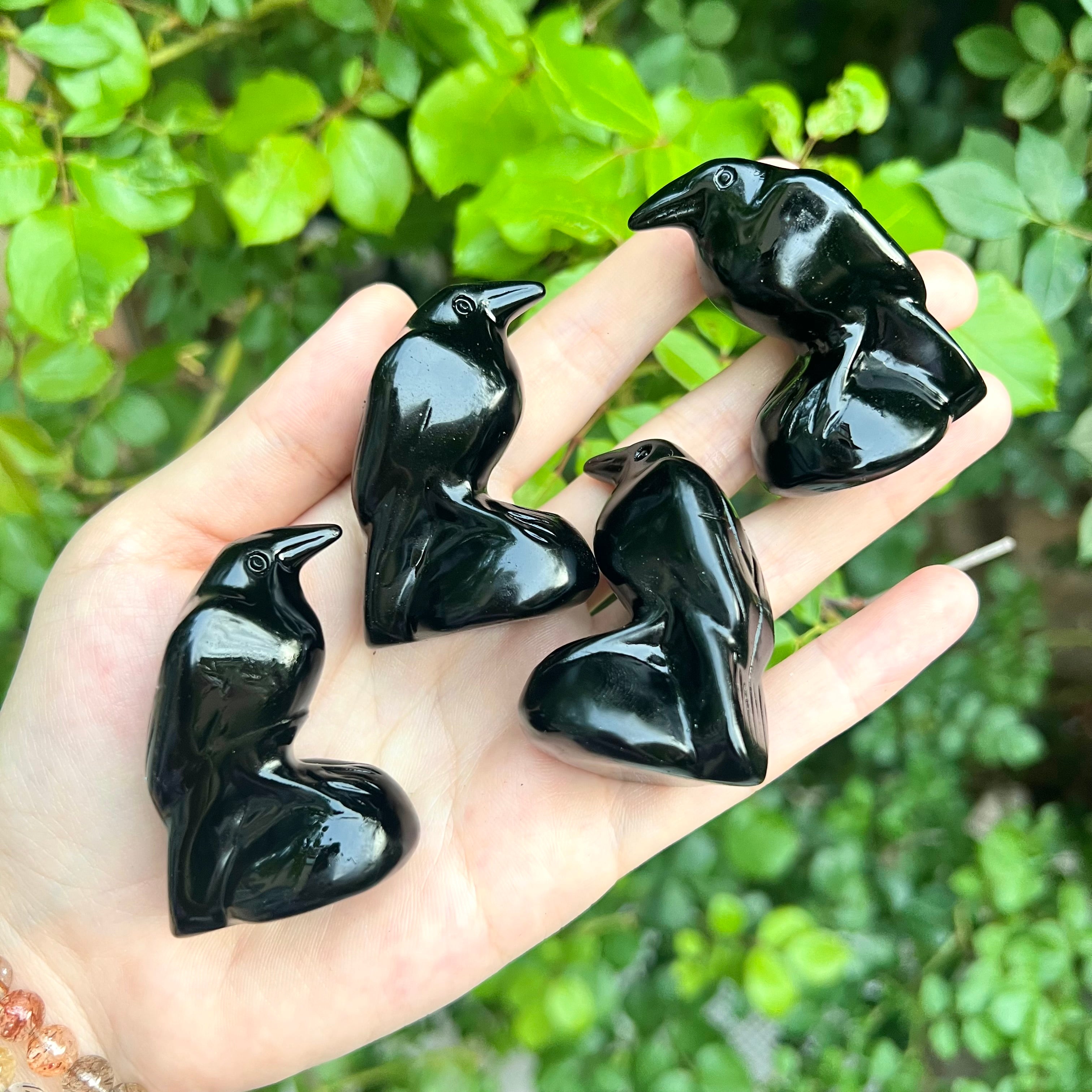 Black obsidian raven 5cm – Kenna Crystal