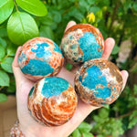 Blue apatite&sunstone sphere