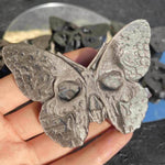 Silver Obsidian Skull Butterfly